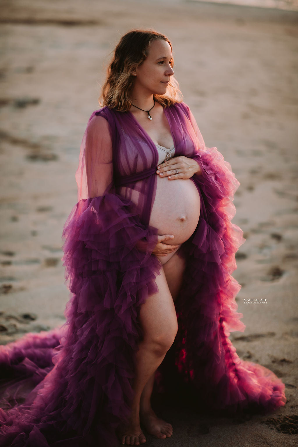 Purple Tulle Robe - Maternity Photoshoot Dresses
