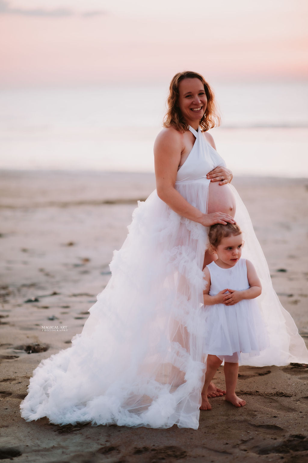 Maternity Photoshoot Dress - White Tulle Dress