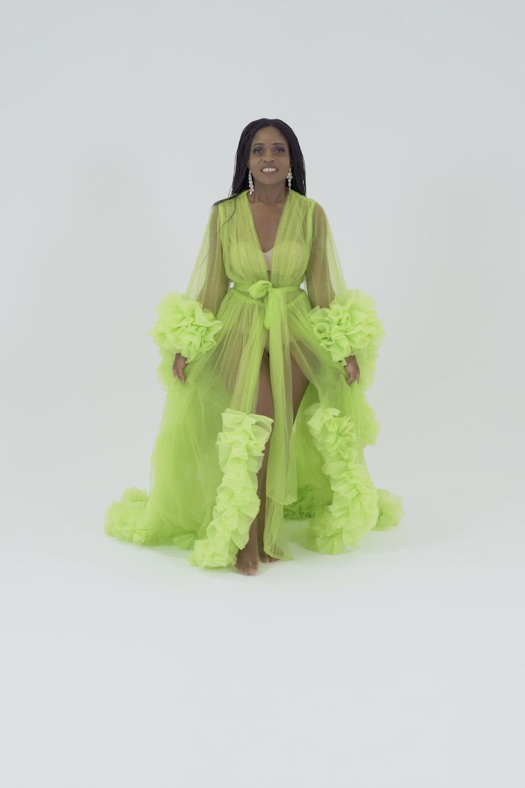 Photoshoot Dresses Lime Green Tulle Robe