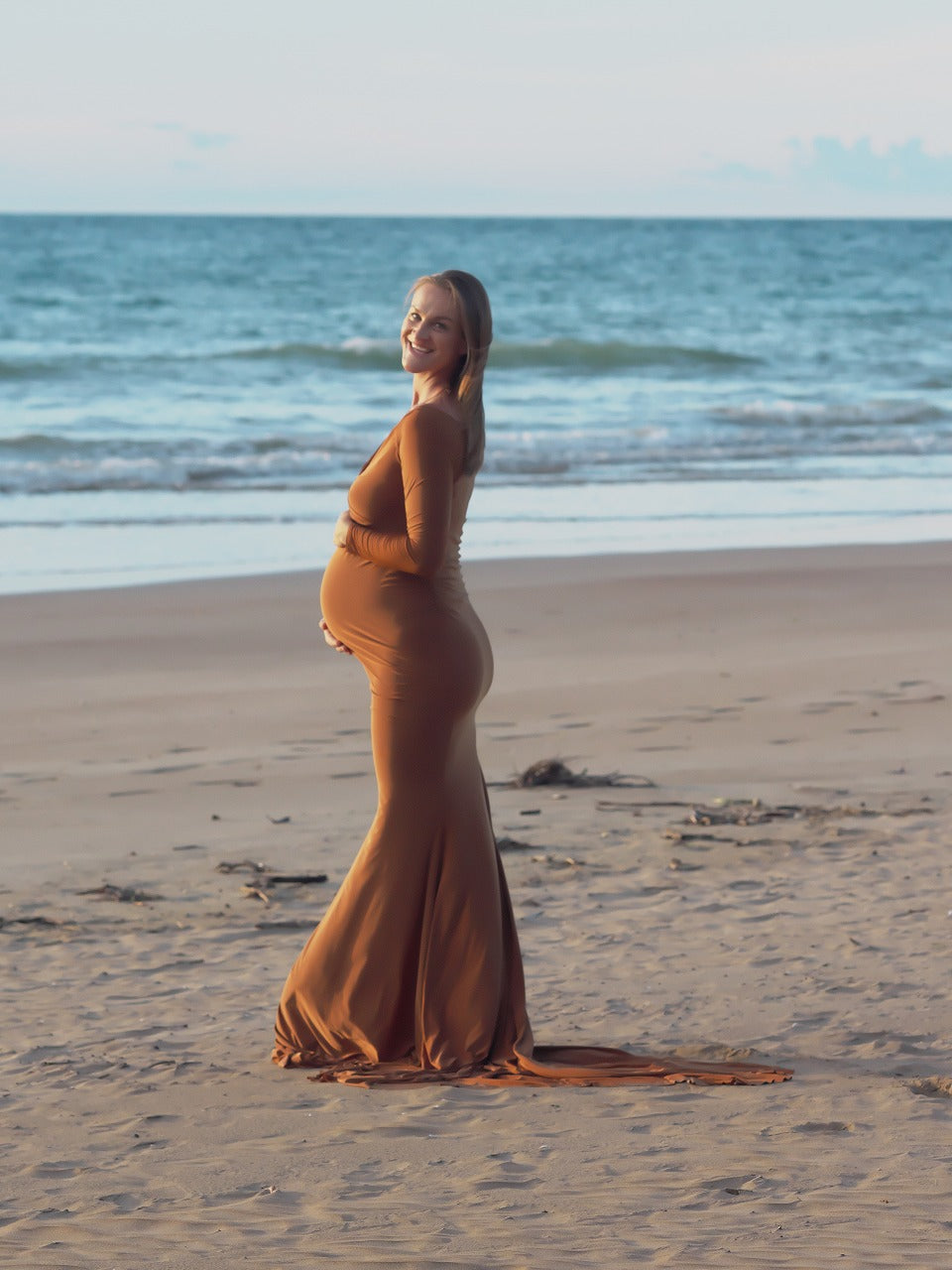 Brown Boho Vneck Dress - Maternity Dress Hire - Photoshoot Dresses Luxe Bumps AU Brown Boho Vneck Dress - Maternity Dress Hire - Photoshoot Dresses Luxe Bumps AU