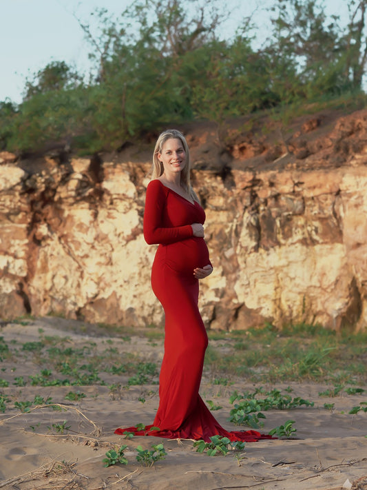 Maternity Photoshoot Dress Hire Australia - White Gown – Luxe Bumps AU