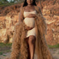 Tulle Robe Hire - Maternity Photoshoot Dresses - Sophie - Light Brown Tulle Robe - RENTAL