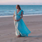 Dress Hire - Maternity Photoshoot Dresses - Vneck Blue Dress - DAY RENTAL