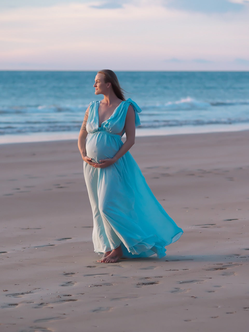 blue dress maternity shoot RENTAL / HIRE Maternity / Photoshoot Baby Shower Event Dress in Blue One Size/ UK Only / Message First for Availability!