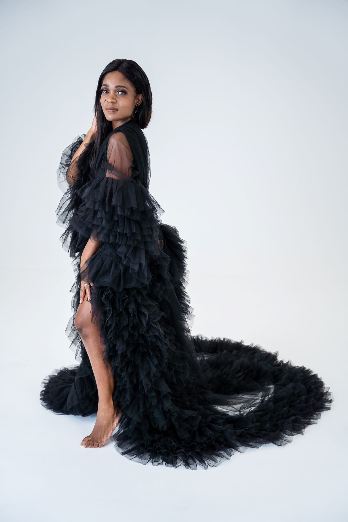 black dresses for photoshoot Flying Dress - Best Dress The infinity dress features 2 long wide straps that can be tied in various ways Black Tulle Robe - Maternity