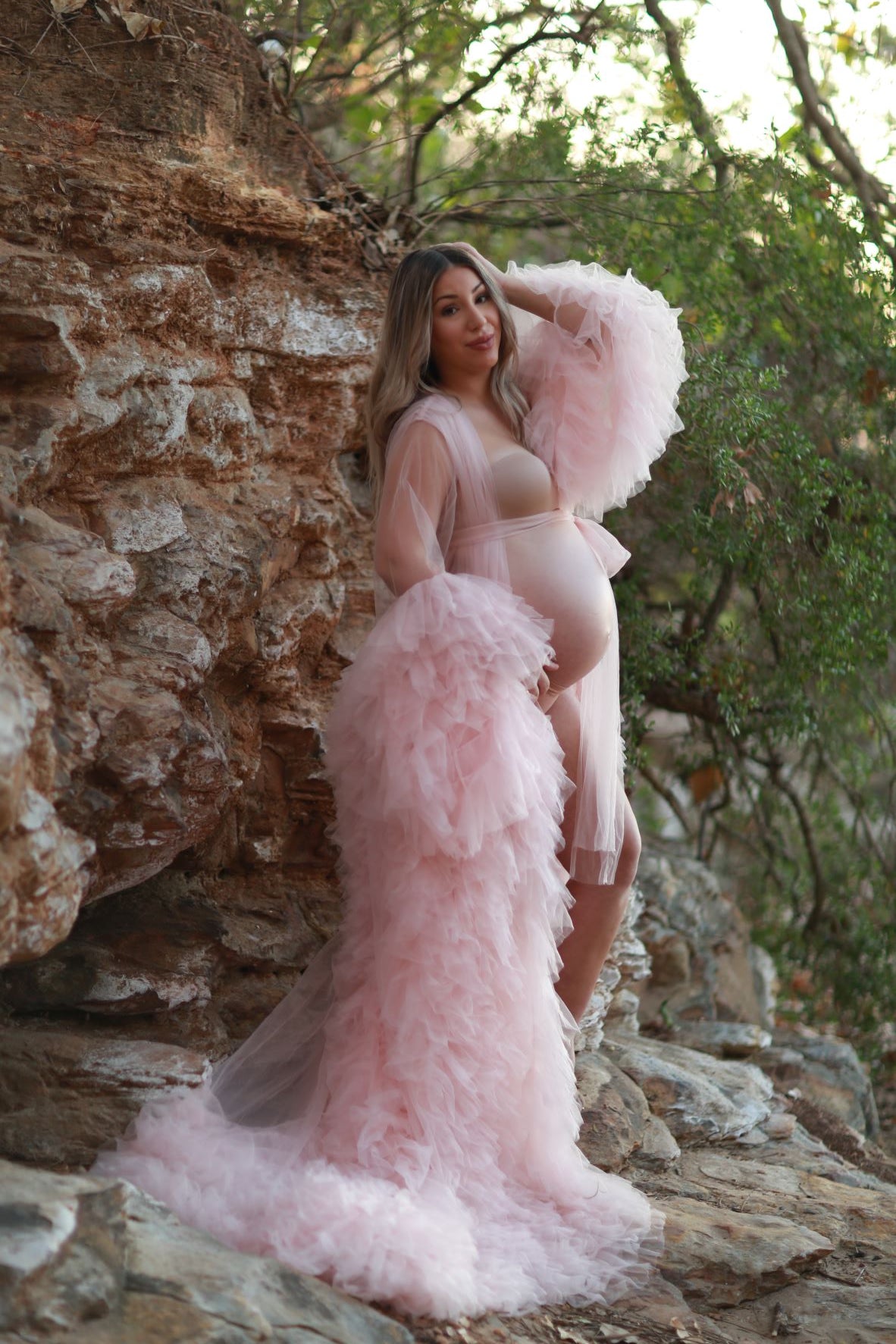 Blush Pink Tulle ROBE - Maternity DRESS FOR PHOTOSHOOT