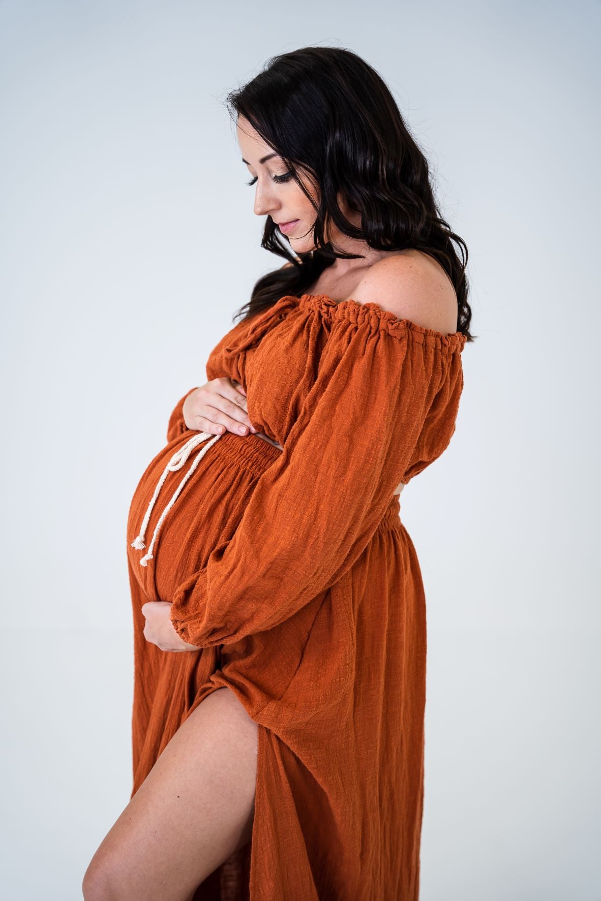 Maternity Dress Hire - Photoshoot Dresses - Rusted Red Set Luxe Bumps AU Maternity Dress Hire - Photoshoot Dresses - Rusted Red Set Luxe Bumps AU