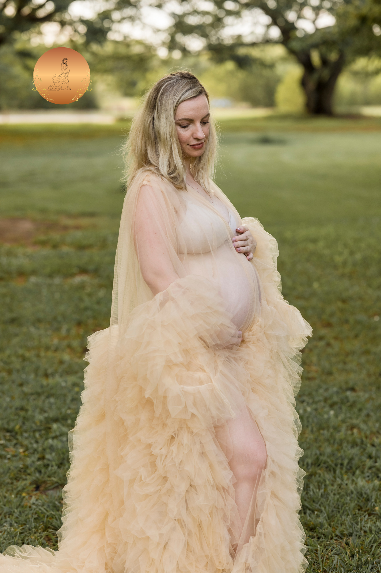 Maternity Photoshoot Dresses - Champagne Tulle Robe Luxe Bumps AU Maternity Photoshoot Dresses - Champagne Tulle Robe Luxe Bumps AU