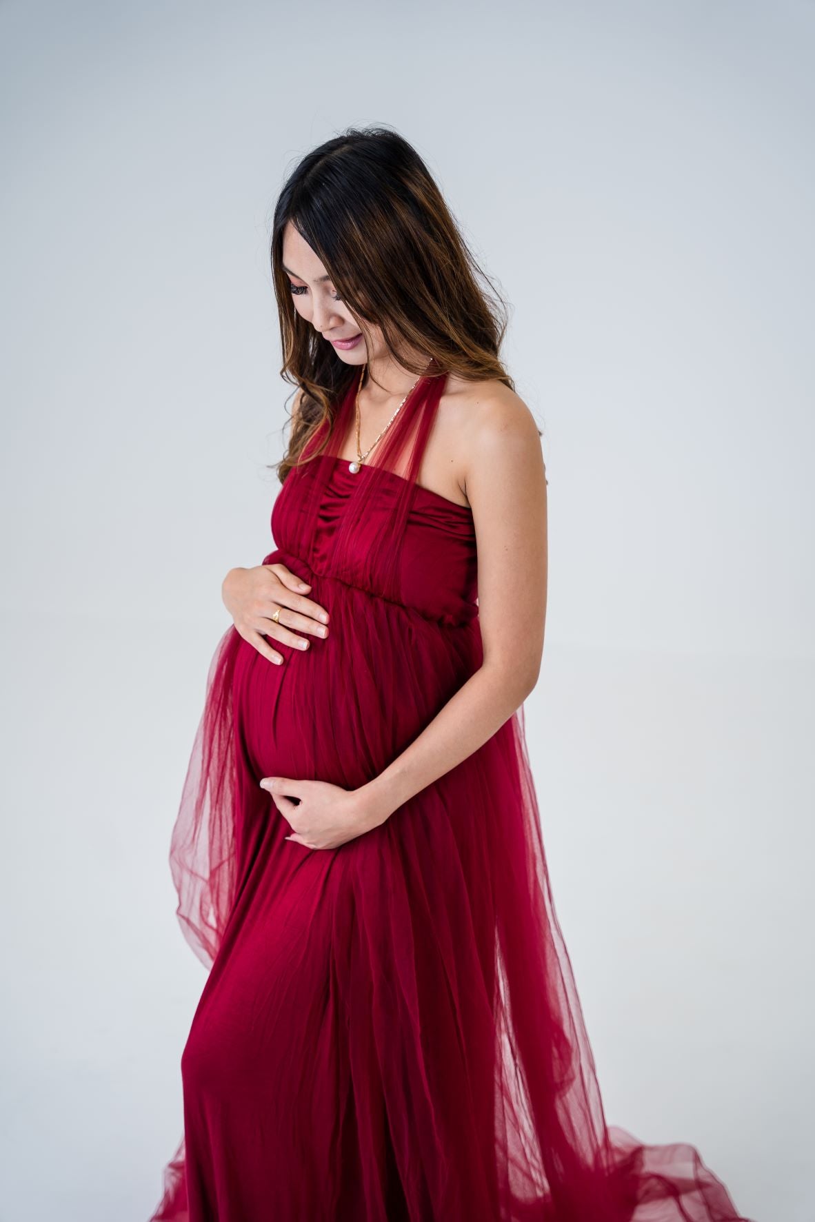 Maternity Photoshoot Dresses Jess Red Gown 4 DAY RENTAL