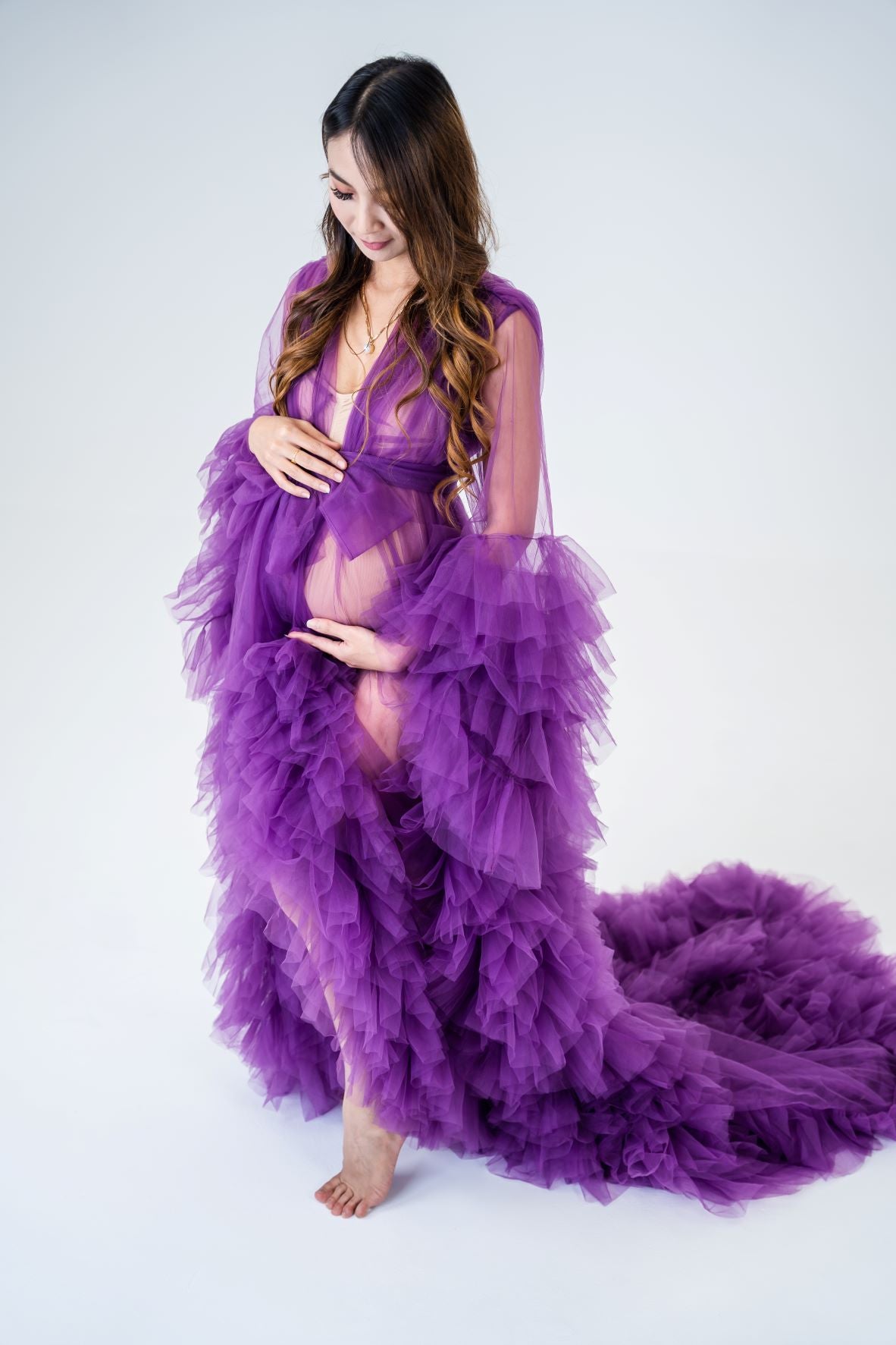 maternity dresses australia - purple tulle robe
