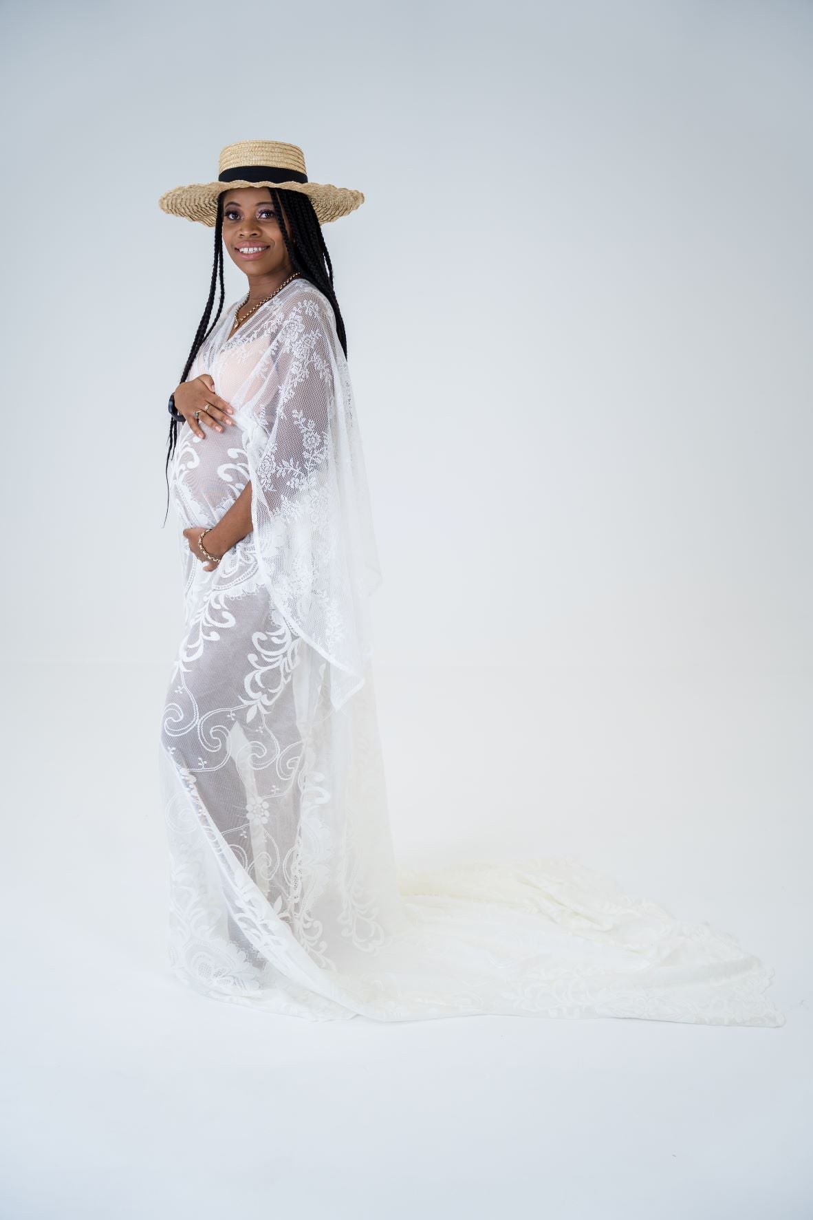 Maternity Dress Hire Photoshoot Dresses White Lace Gown Luxe