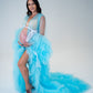 Dress Hire - Maternity Photoshoot Dresses - Baby Blue Tulle Robe - Sophie - Luxe Bumps AU