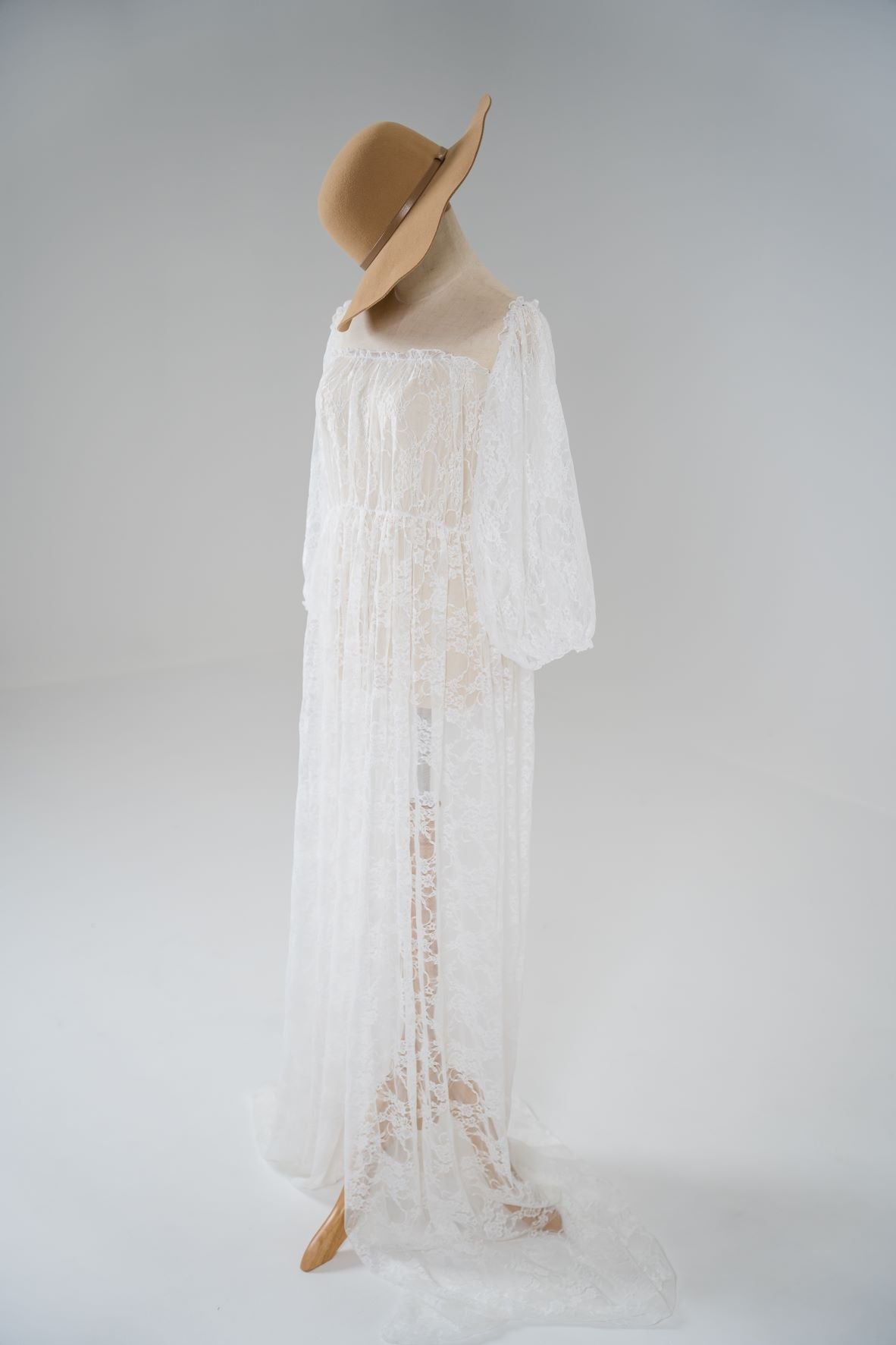 Dress Hire - Maternity Photoshoot Dresses - Bella - White Lace Gown - 4 DAY RENTAL - Luxe Bumps AU
