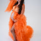 Dress Hire - Maternity Photoshoot Dresses - Sophie - Orange Tulle Robe - 4 DAY RENTAL - Luxe Bumps AU