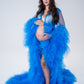 Dress Hire - Maternity Photoshoot Dresses - Sophie - Royal Blue Tulle Robe - 4 DAY RENTAL - Luxe Bumps AU