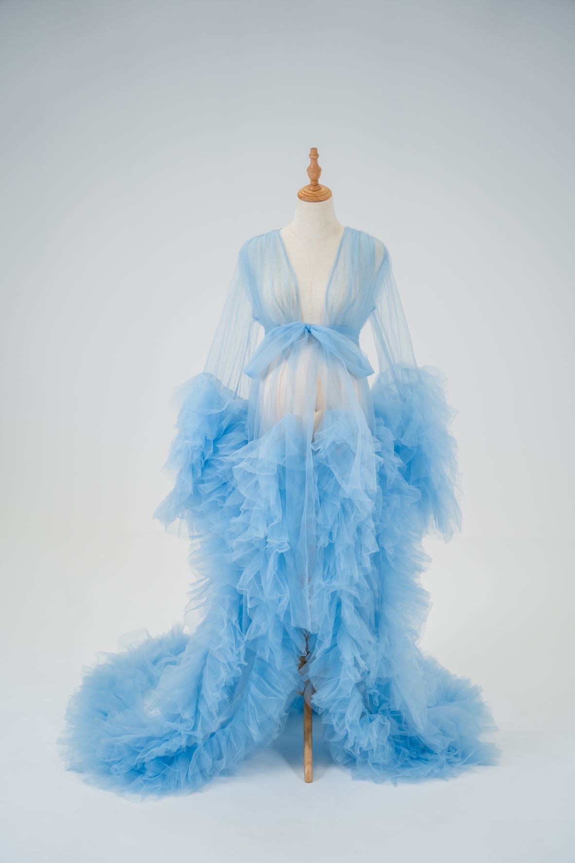 Sky Blue Pattern Robe Sky Blue Tulle Robe - Maternity Photoshoot Dress Hire AU – Luxe Bumps AU