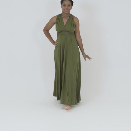 Video Army Green Maternity Photoshoot Dress