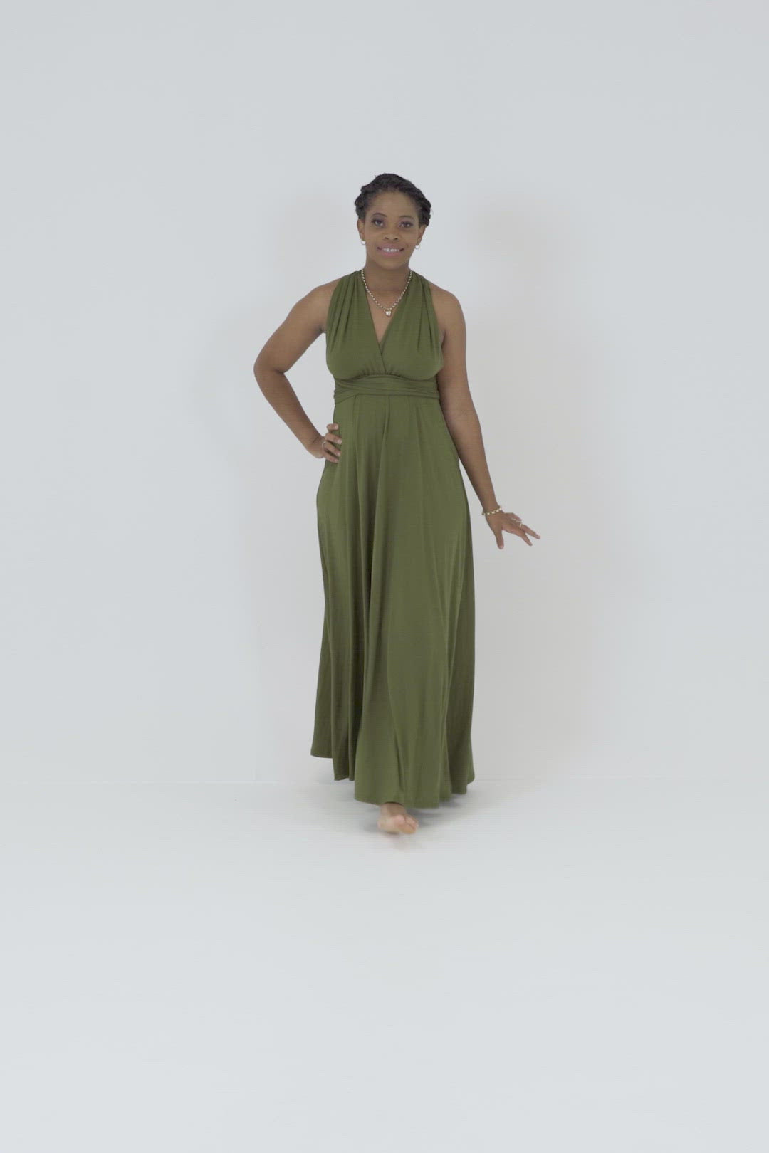 Video Army Green Maternity Photoshoot Dress