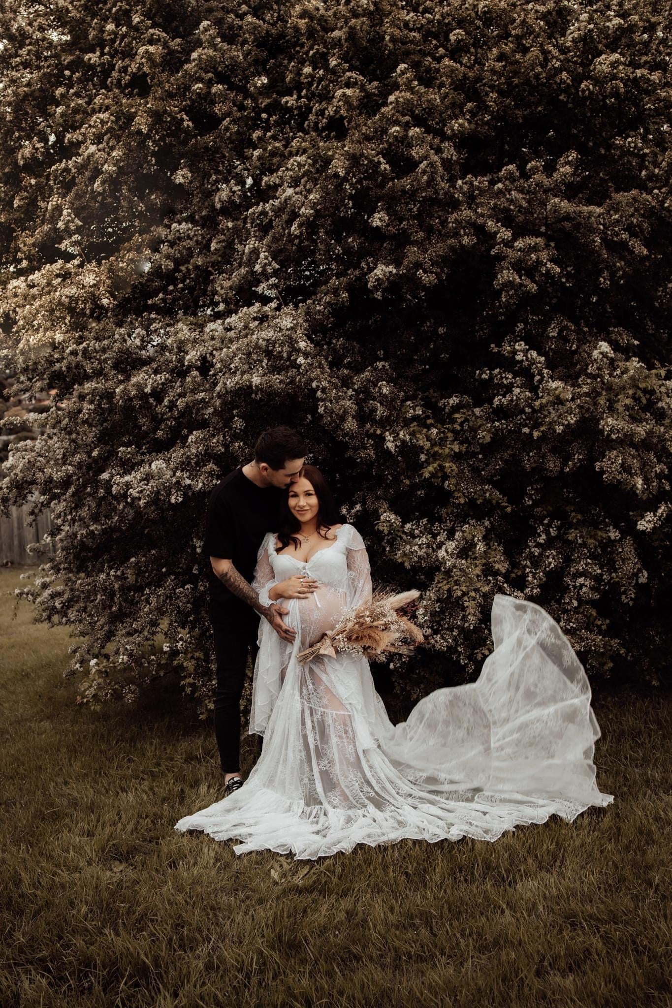 Couple Maternity Photoshoot - Romantic Lace Robe
