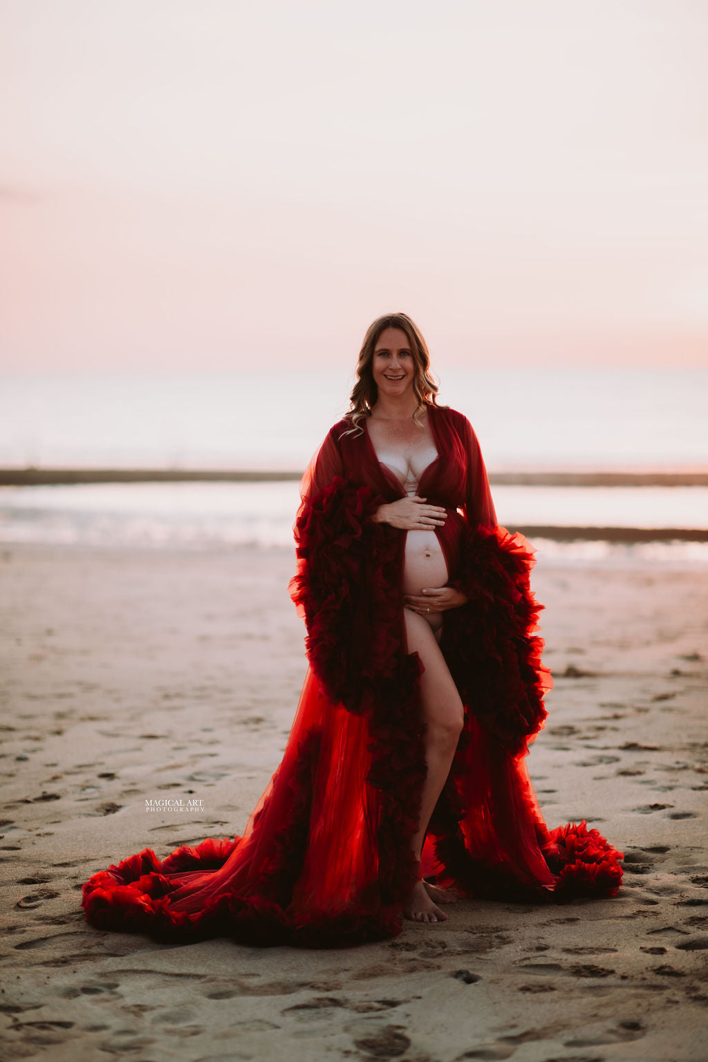 Maternity Dress For Photo shoot - Burgundy Tulle Robe Luxe Bumps AU Maternity Dress For Photo shoot - Burgundy Tulle Robe Luxe Bumps AU