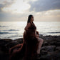 Dress Hire - Maternity Photoshoot Dresses - Sophie - Dark Brown Tulle Robe - RENTAL