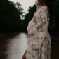 Beige Crotchet Robe - Maternity Photoshoot Dresses Brisbane