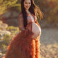 Maternity Photoshoot Dresses - Brown Tulle Robe - Sophie