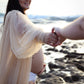Dress Hire - Maternity Photoshoot Dresses - Romance - Champagne Tulle Robe - RENTAL