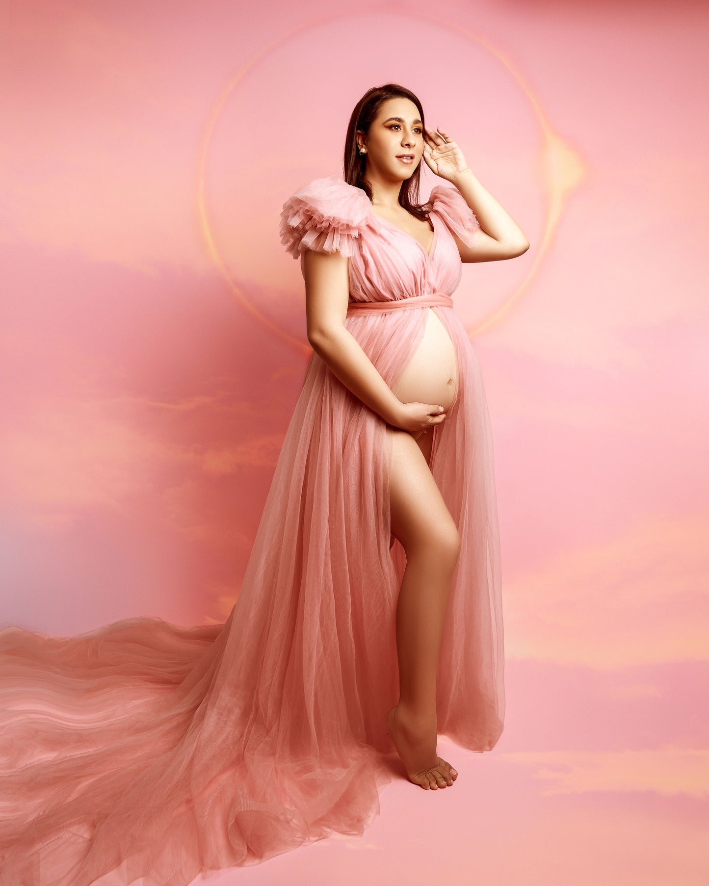 Maternity Photoshoot Dresses - Lotus - Pink Tulle Gown - 4 DAY RENTAL
