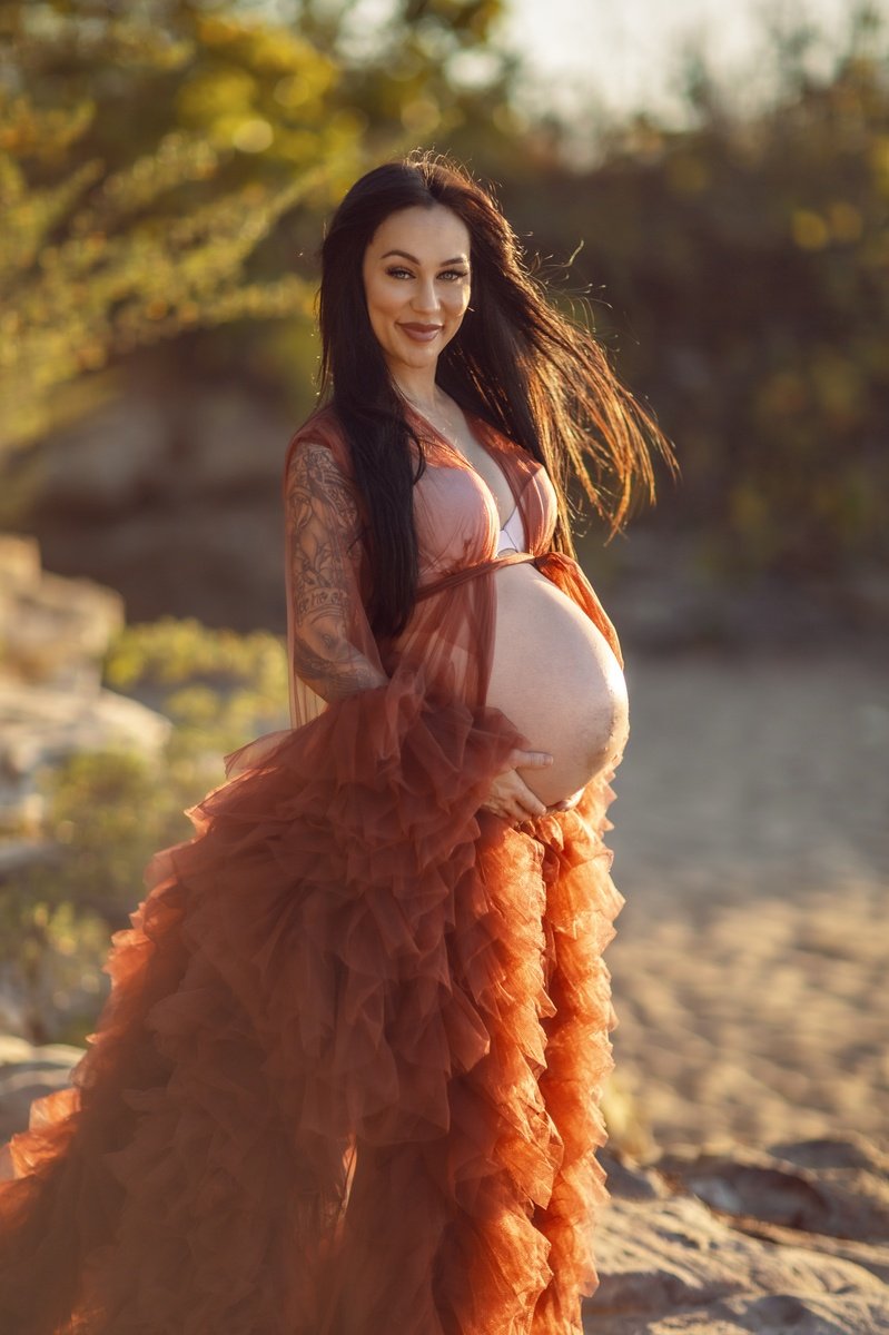 Maternity Photoshoot Dresses - Sophie - Brown Robe - 4 DAY RENTAL