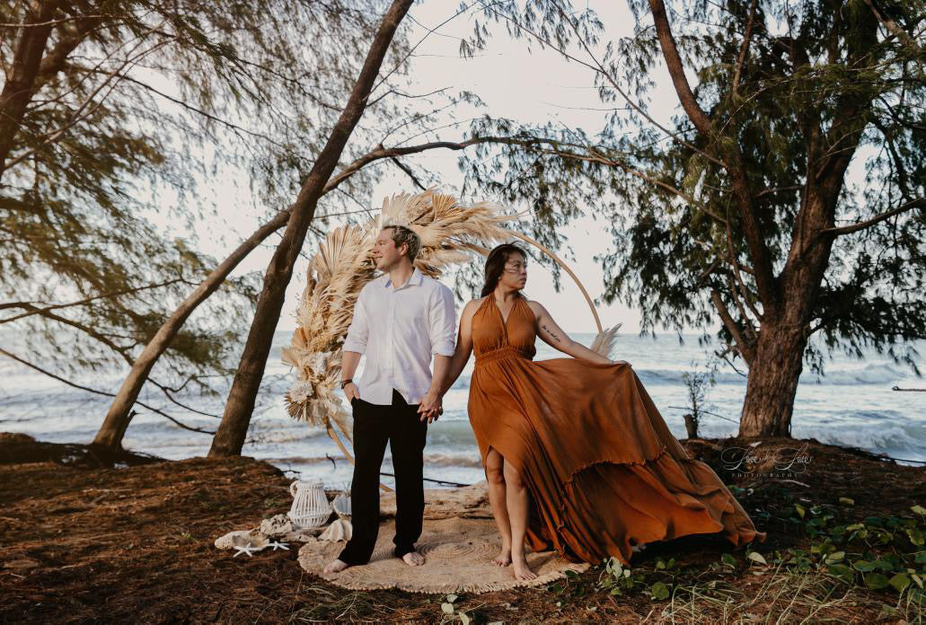 Brown Boho Vneck Dress - Maternity Dress Hire