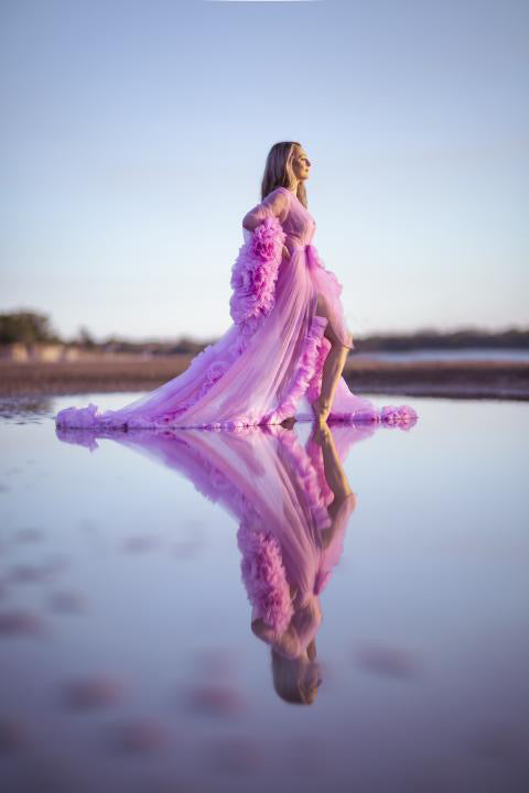 Lavender Tulle Robe - Maternity Photoshoot Dresses 