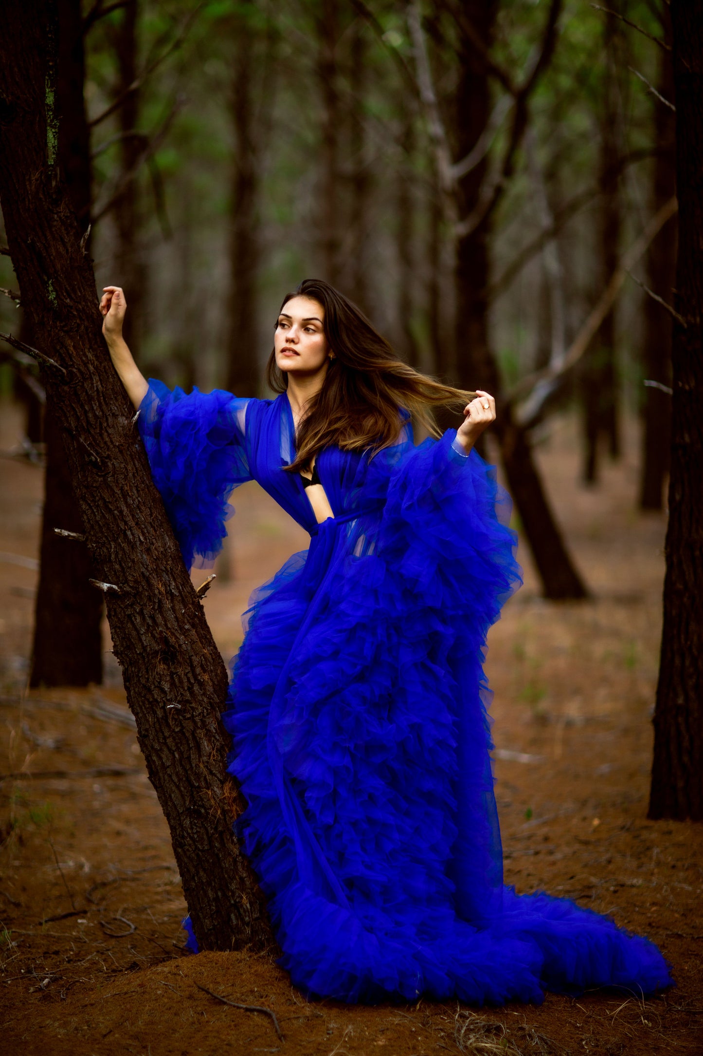 Maternity Photoshoot Dresses - Blue Tulle Robe - Sophie