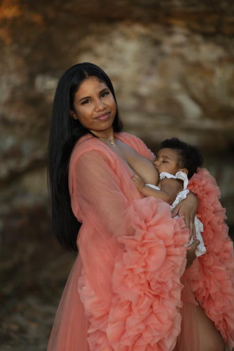 Plus Size Maternity Photoshoot Dress - Peach Tulle Robe - Lola Luxe Bumps AU Plus Size Maternity Photoshoot Dress - Peach Tulle Robe - Lola Luxe Bumps AU