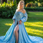 Maternity Photoshoot Dresses - Blue Satin Dress - 4 DAY RENTAL - Luxe Bumps AU