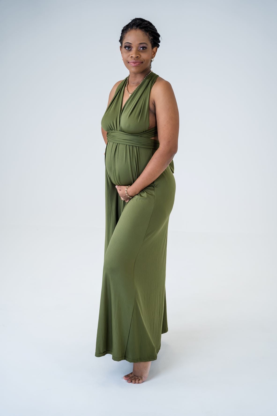 Olive green maternity maxi sales dress