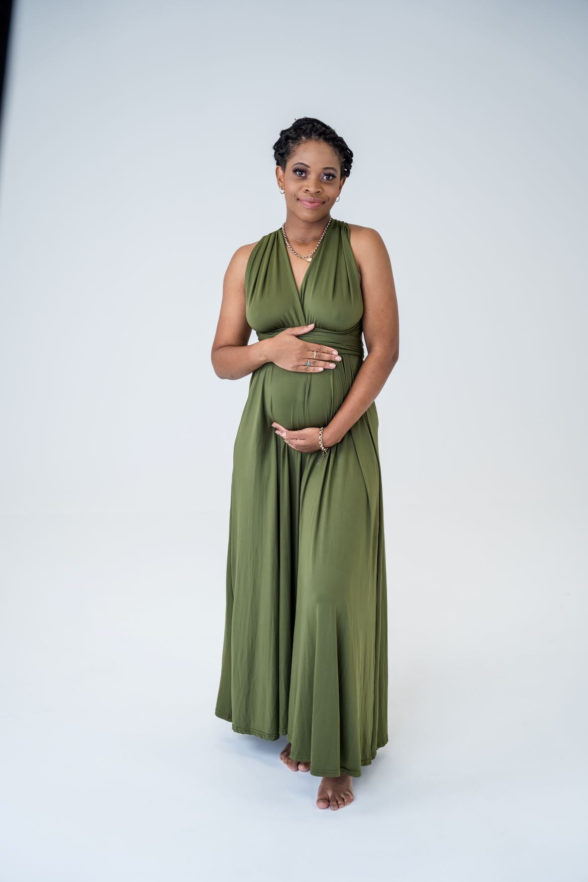 Olive green hotsell baby shower dress