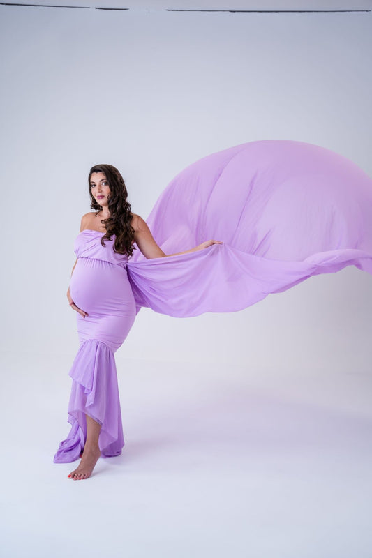 Maternity Photoshoot Dresses - Flow - Purple Gown - 4 DAY RENTAL - Luxe Bumps AU