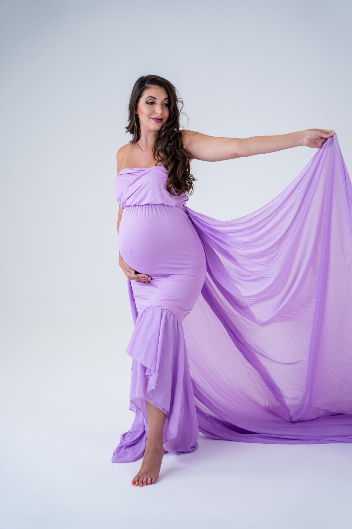 Maternity Photoshoot Dresses - Flow - Purple Gown - 4 DAY RENTAL - Luxe Bumps AU