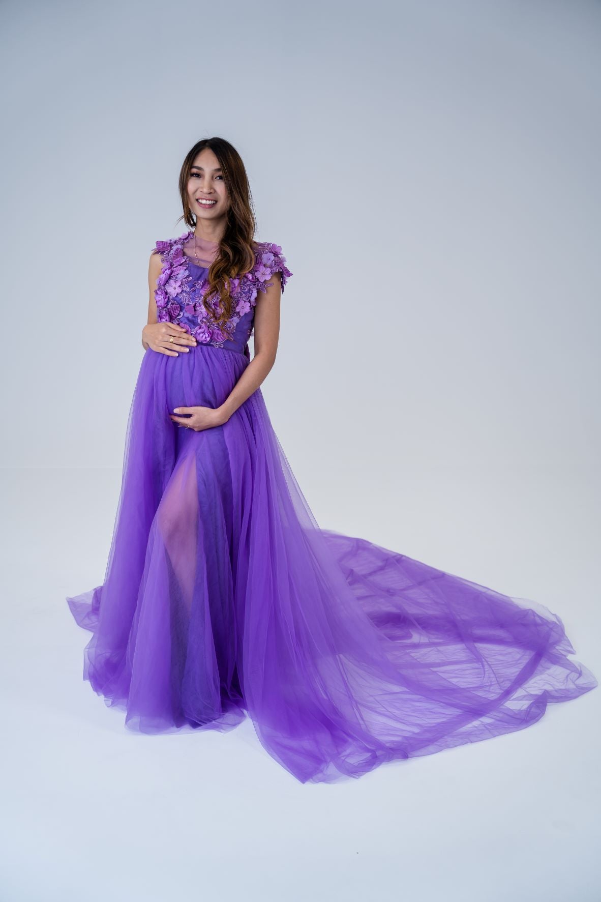 Maternity Photoshoot Dresses - Forrest - Purple Tulle Dress - 4 DAY RENTAL - Luxe Bumps AU
