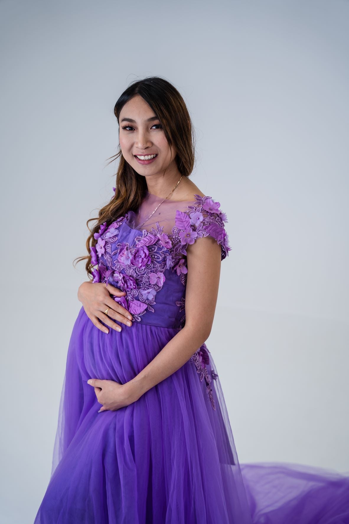 Purple Tulle Dress Maternity Photoshoot Dress Hire Australia