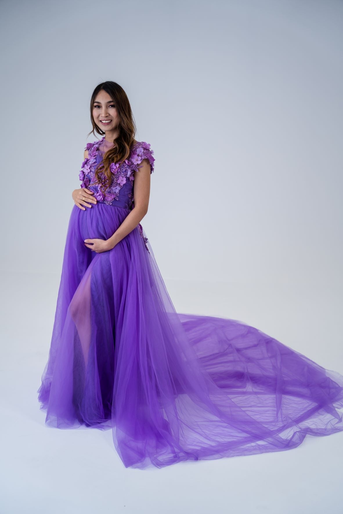 Maternity Photoshoot Dresses - Forrest - Purple Tulle Dress - 4 DAY RENTAL - Luxe Bumps AU